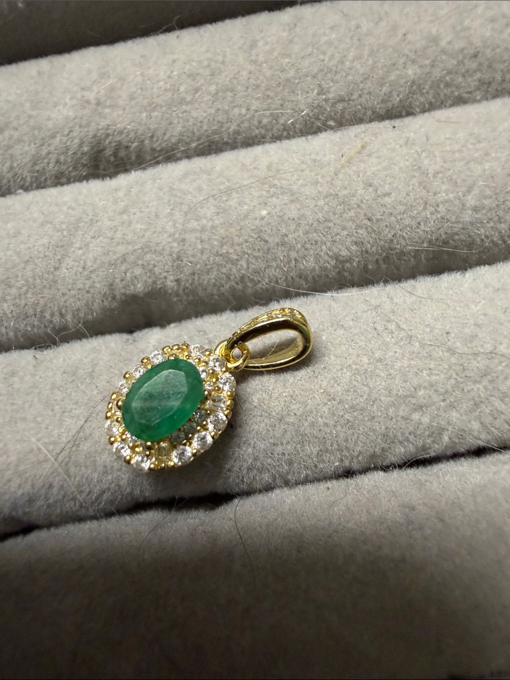 Gold Emerald Halo Pendant